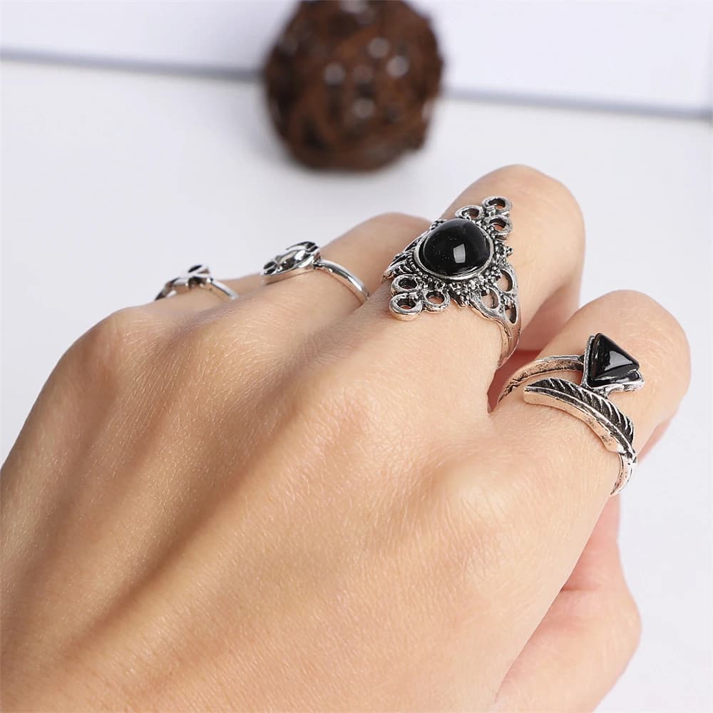 Bagues Vintage bohémiennes à fleurs et feuilles pour femmes, 20 pièces/lot, breloques, mélange de couleurs, bijoux à la mode, accessoires cadeaux, vente en gros — 6/9