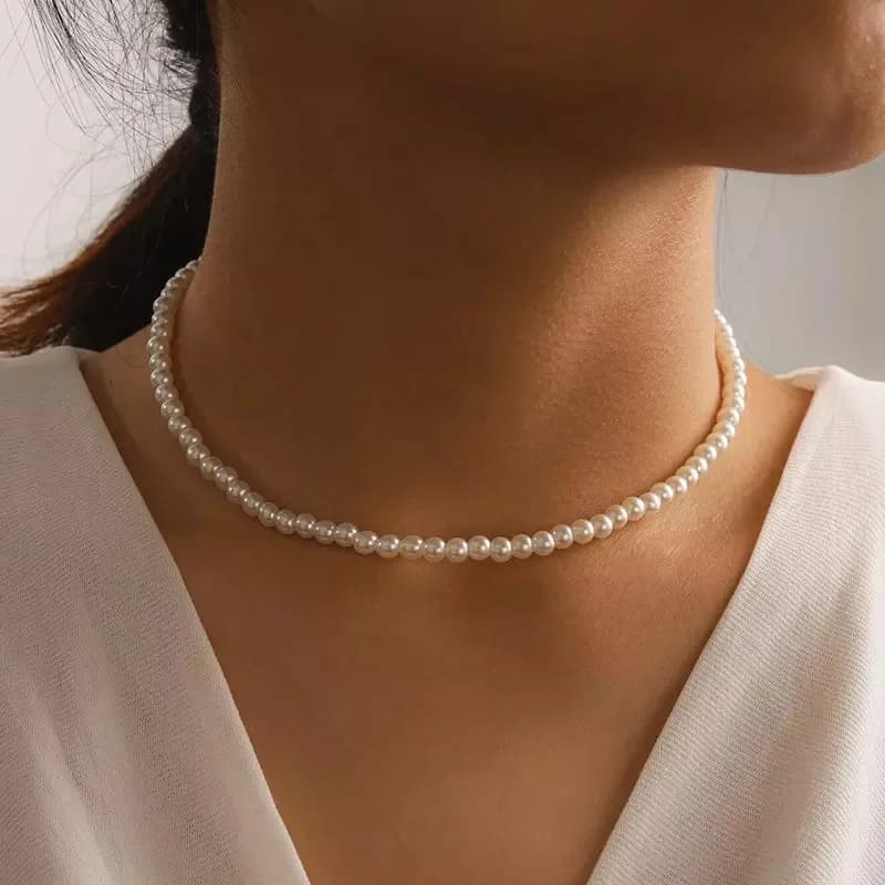 Nouveaux colliers de perles coréens pour femmes, chaîne à maillons couleur or, collier ras du cou, accessoires de mode pour le cou, collier élégant, bijoux femme — 4/10