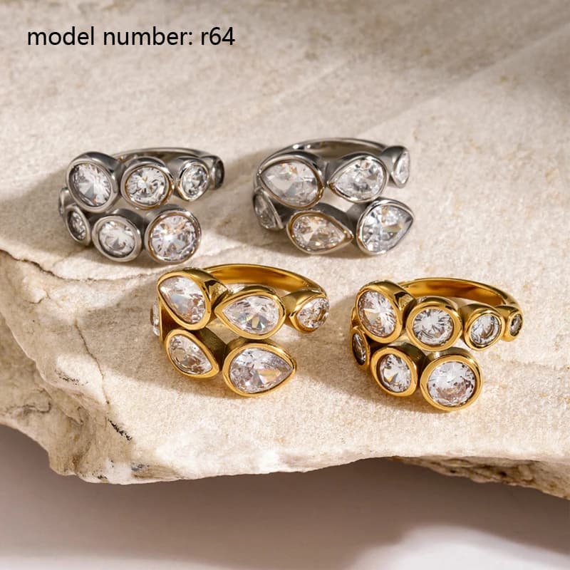 Bagues Ouvertes Géométriques Lisses en Acier Inoxydable pour Femme, Bague Périphérique, Bijoux en Diamants, Cadeau Simple, Document Or, Mode — 3/10