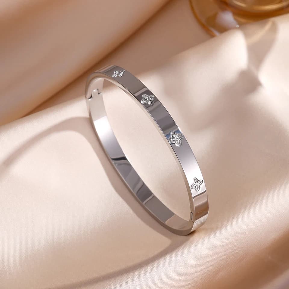 ZAKOL 5/1 pièces ensemble de bracelets en acier inoxydable incrusté de zircone scintillante pour femmes bracelets empilables mode ne se décolore pas bijoux cadeau — 5/10