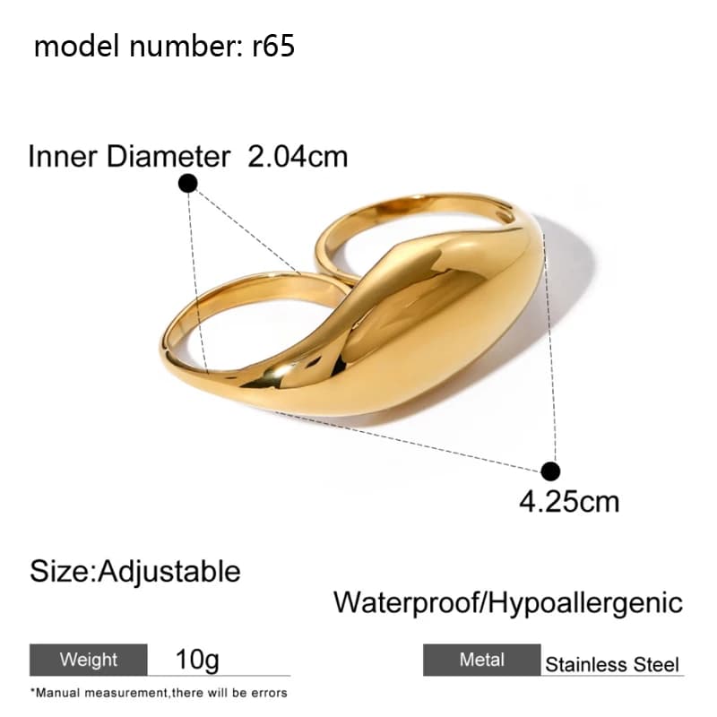 Bagues Ouvertes Géométriques Lisses en Acier Inoxydable pour Femme, Bague Périphérique, Bijoux en Diamants, Cadeau Simple, Document Or, Mode — 6/10