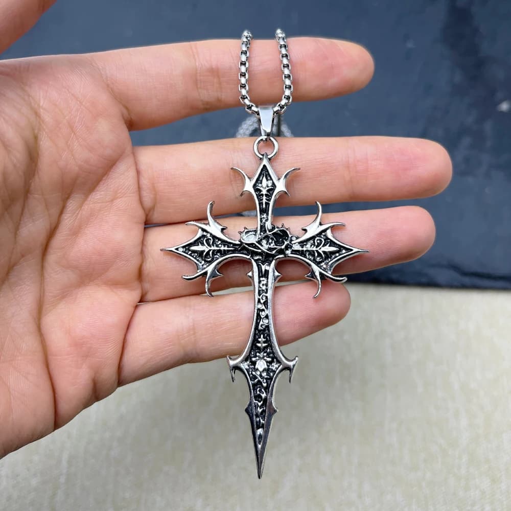 Collier gothique avec pendentif croix Double face, 1 pièce, Niche, Design de personnalité, Hip Hop, rétro Punk, accessoires