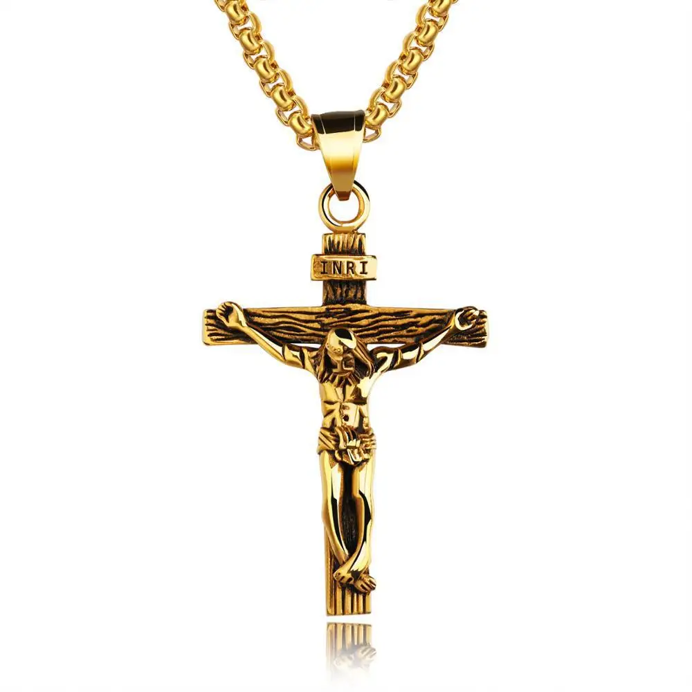 Collier croix premium pour femmes plaqué or 18 carats, chaîne tendance avec pendentif croix en or pour filles, collier crucifix pour femmes et filles — 7/10