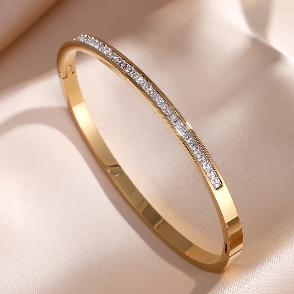 ZAKOL 5/1 pièces ensemble de bracelets en acier inoxydable incrusté de zircone scintillante pour femmes bracelets empilables mode ne se décolore pas bijoux cadeau — 3/10