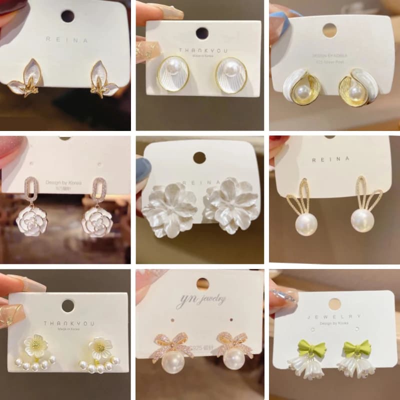Boucles d’oreilles pendantes pour femme, blanc pur, fleur épanouie, acrylique, émail, papillon, imitation perle, cœur, élégantes, Brinc