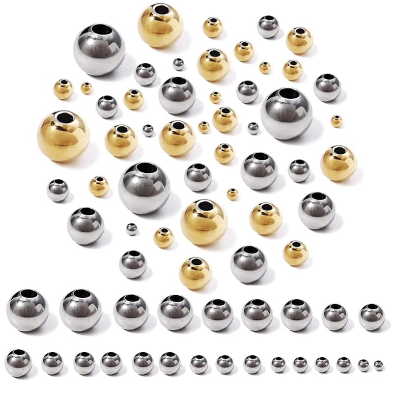 Perles en acier inoxydable de haute qualité, 2-10mm, pour la fabrication de bijoux, perles d'espacement amples, Bracelet, collier, vente en gros
