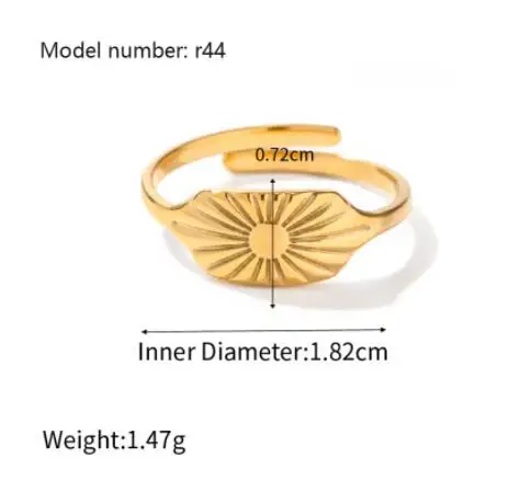 Bagues Ouvertes Géométriques Lisses en Acier Inoxydable pour Femme, Bague Périphérique, Bijoux en Diamants, Cadeau Simple, Document Or, Mode — 9/10