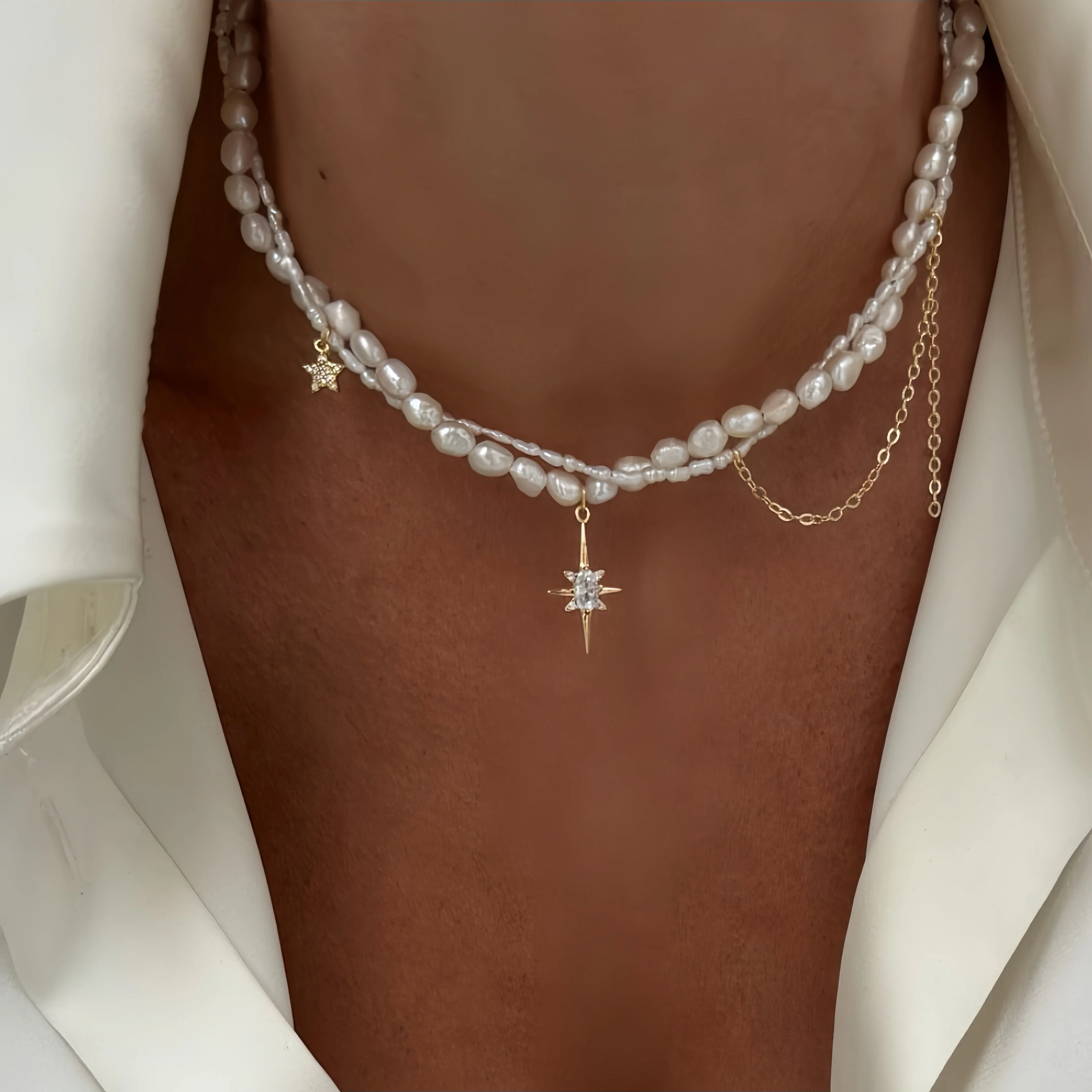 Collier de perles minimaliste pour femmes, nouveau Style, sensation de luxe, pompon, ton froid, Feng Shui, Xiaomi, chaîne de collier français — 7/10