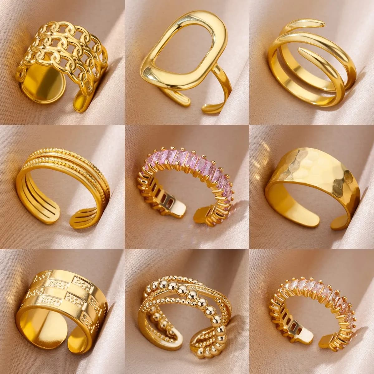 Bagues en acier inoxydable 316L pour femmes, couleur or, ne se décolore jamais, bagues classiques de luxe, bagues de couple de mariage, bijoux, livraison gratuite