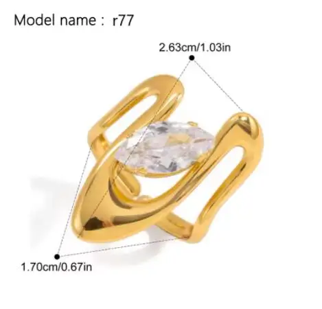 Bagues Ouvertes Géométriques Lisses en Acier Inoxydable pour Femme, Bague Périphérique, Bijoux en Diamants, Cadeau Simple, Document Or, Mode — 10/10