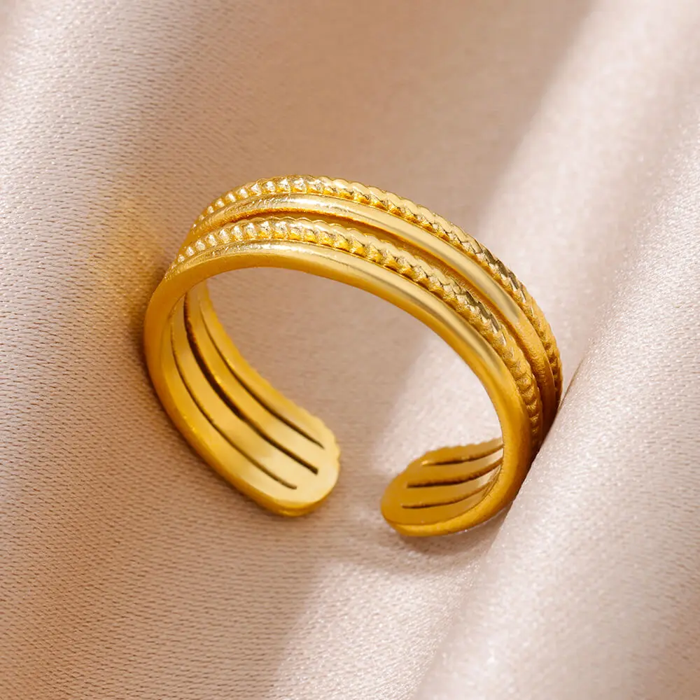 Bagues en acier inoxydable 316L pour femmes, couleur or, ne se décolore jamais, bagues classiques de luxe, bagues de couple de mariage, bijoux, livraison gratuite — 7/10