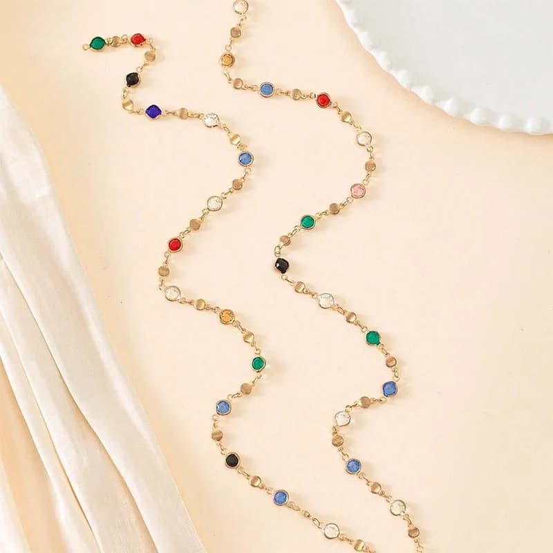 LATS nouveau luxe coloré Long gland collier pour femmes brillant strass cristal Zircon tour de cou bohème déclaration bijoux cadeaux — 4/8