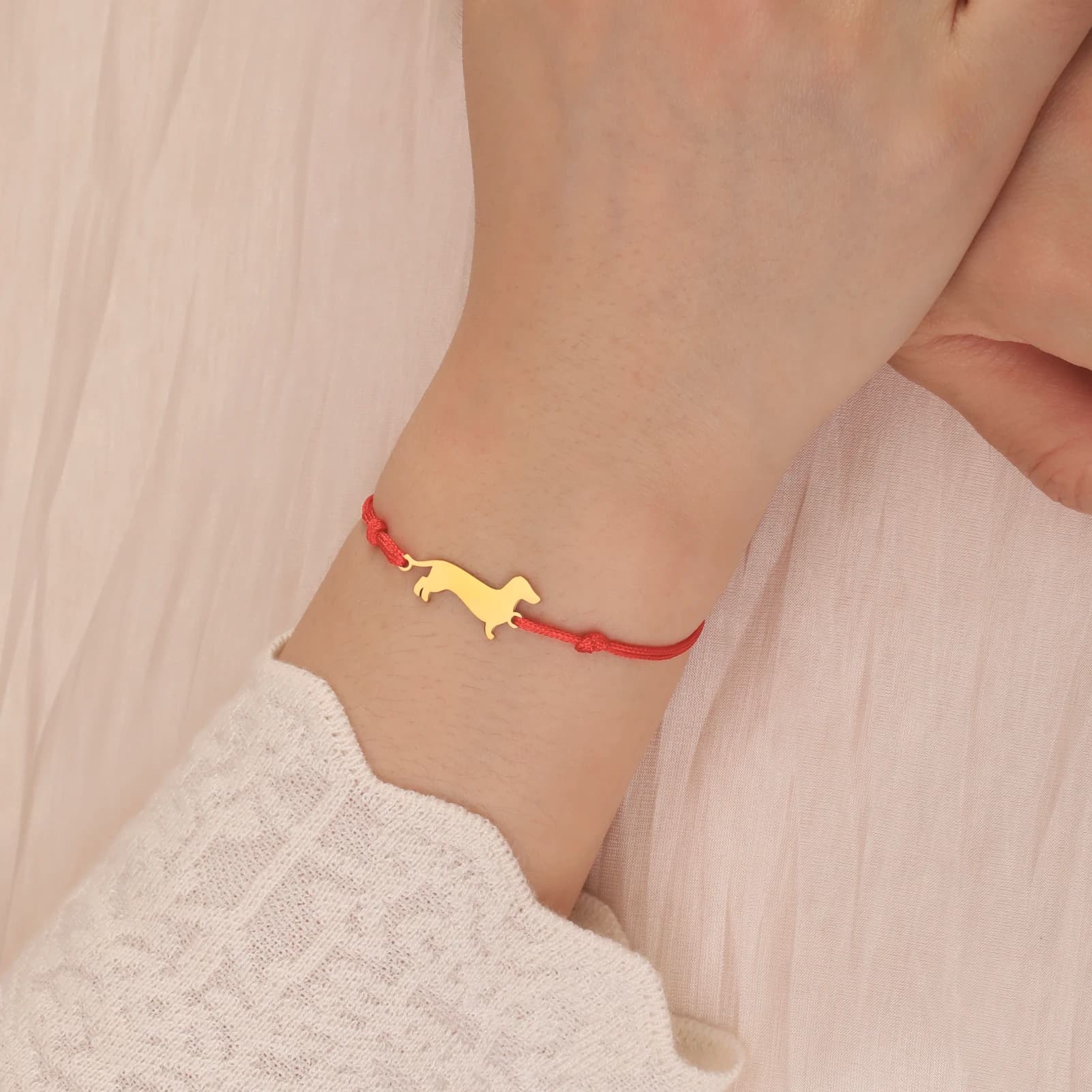 Bracelet en acier inoxydable pour chien teckel mignon, bijoux et cadeaux commémoratifs pour la saint-valentin pour femmes, vente en gros — 5/10