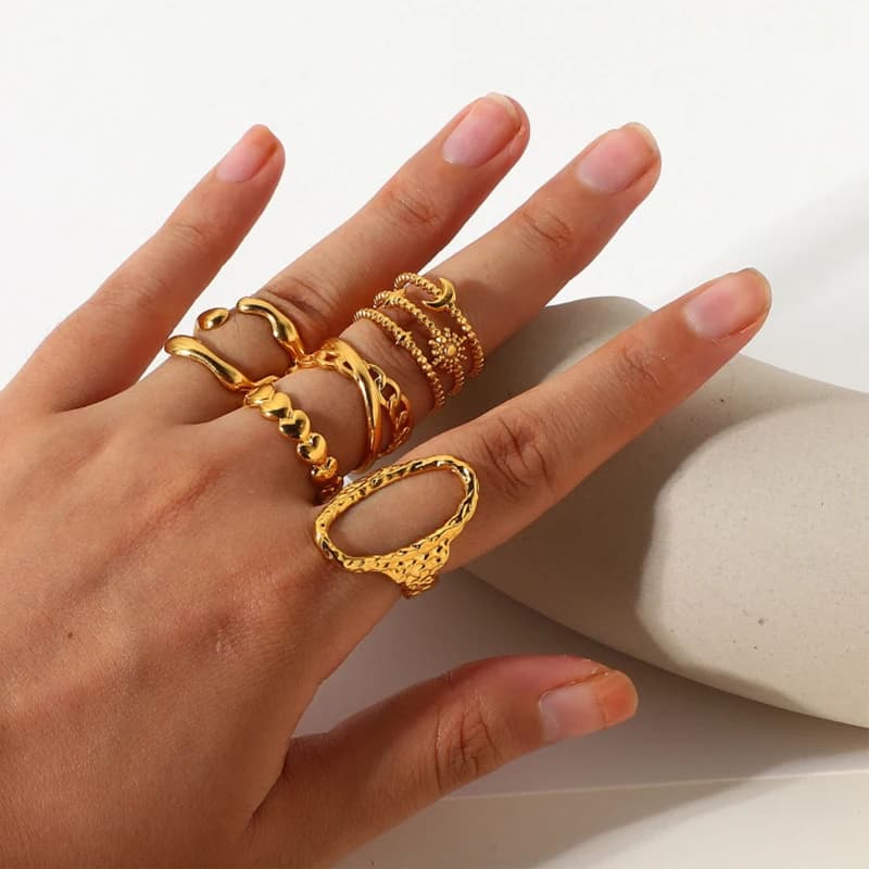 Bagues Ouvertes Géométriques Lisses en Acier Inoxydable pour Femme, Bague Périphérique, Bijoux en Diamants, Cadeau Simple, Document Or, Mode