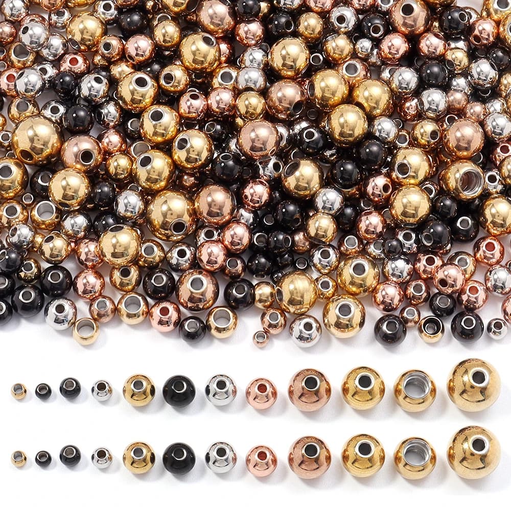 Perles en acier inoxydable de haute qualité, 2-10mm, pour la fabrication de bijoux, perles d'espacement amples, Bracelet, collier, vente en gros — 3/8