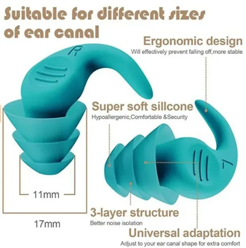 1 paire de bouchons d'oreilles anti-bruit, isolation phonique, Protection d'oreille, pour dormir, natation, voyage, réduction du bruit, étanche — 2/10