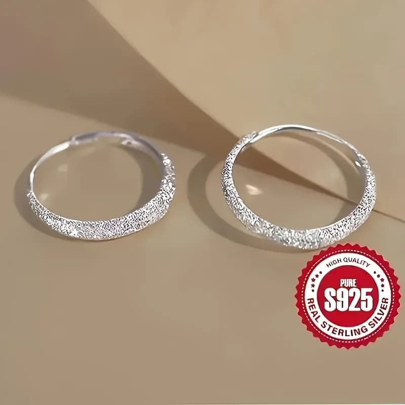 Boucles d’oreilles argentées pures pour femmes, boucles d’oreilles circulaires scintillantes givrées, cadeaux de bijoux pour la saint-valentin et la fête des mères
