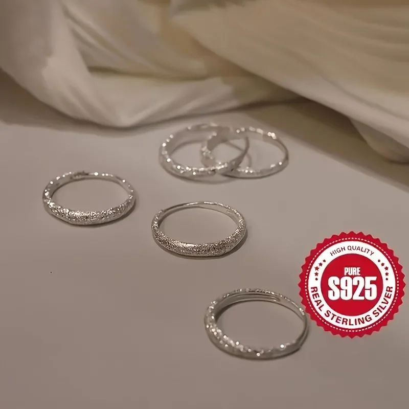 Boucles d'oreilles argentées pures pour femmes, boucles d'oreilles circulaires scintillantes givrées, cadeaux de bijoux pour la saint-valentin et la fête des mères — 5/7