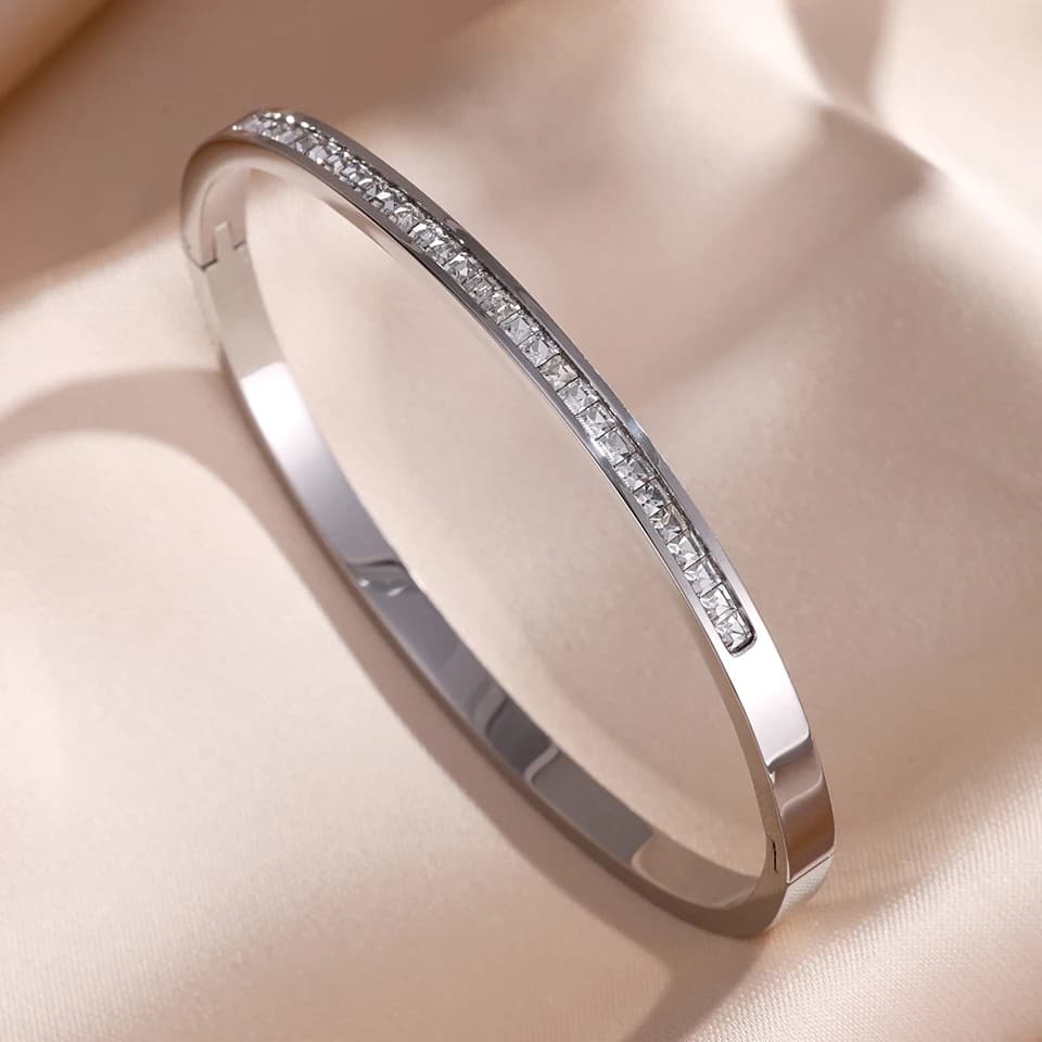 ZAKOL 5/1 pièces ensemble de bracelets en acier inoxydable incrusté de zircone scintillante pour femmes bracelets empilables mode ne se décolore pas bijoux cadeau — 2/10
