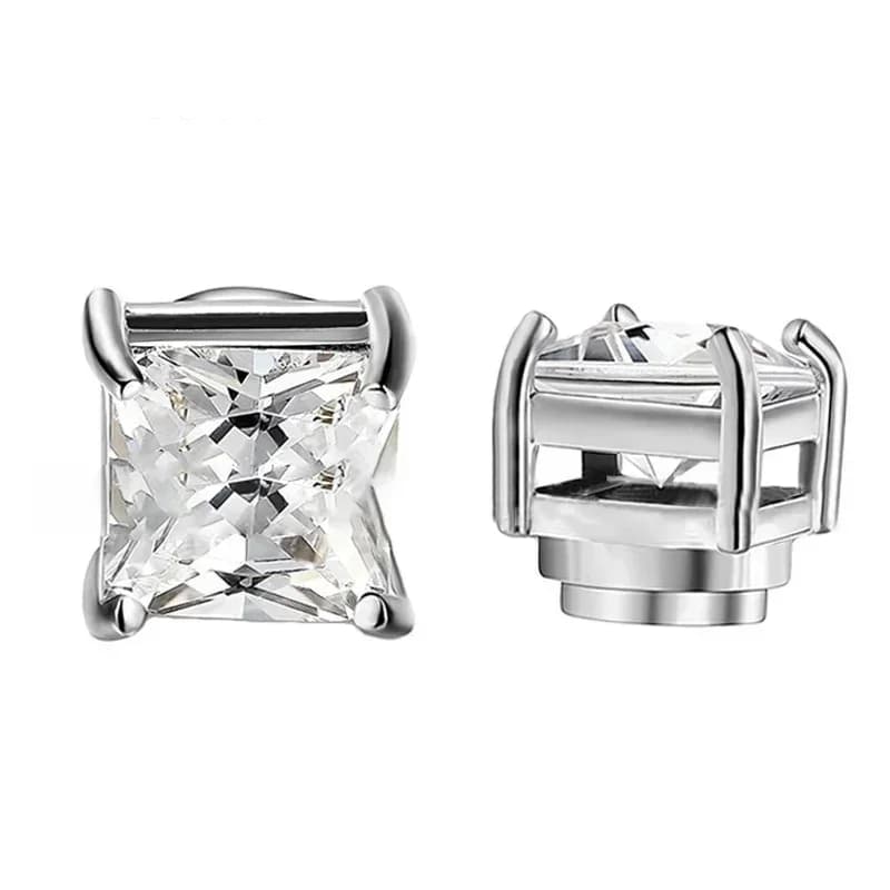 1 paire de boucles d'oreilles magnétiques fortes en cristal pour hommes et femmes, boucles d'oreilles Punk rondes en Zircon, bijoux Non percés — 7/7