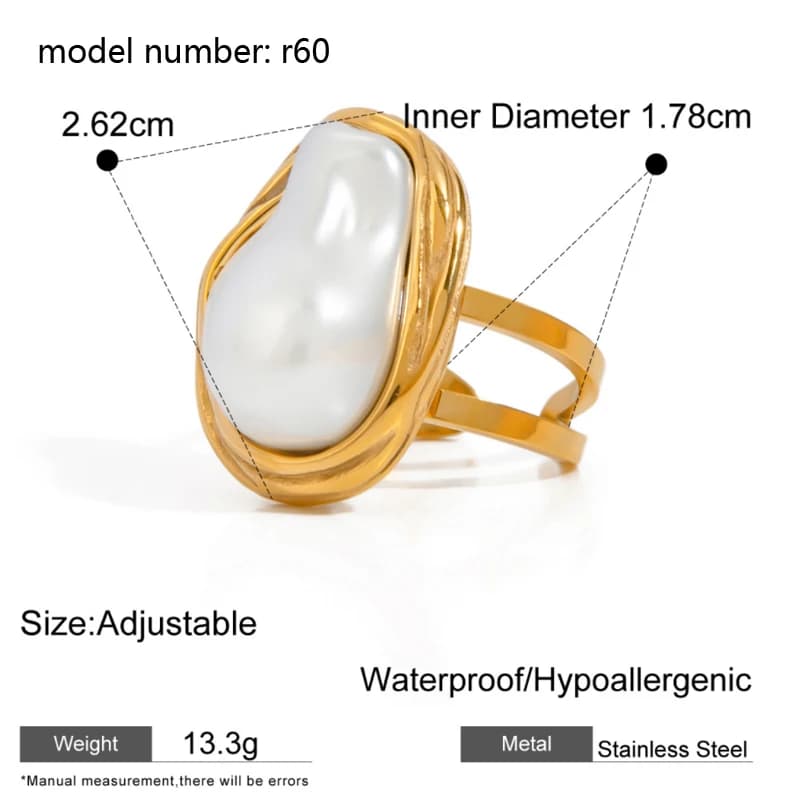 Bagues Ouvertes Géométriques Lisses en Acier Inoxydable pour Femme, Bague Périphérique, Bijoux en Diamants, Cadeau Simple, Document Or, Mode — 8/10