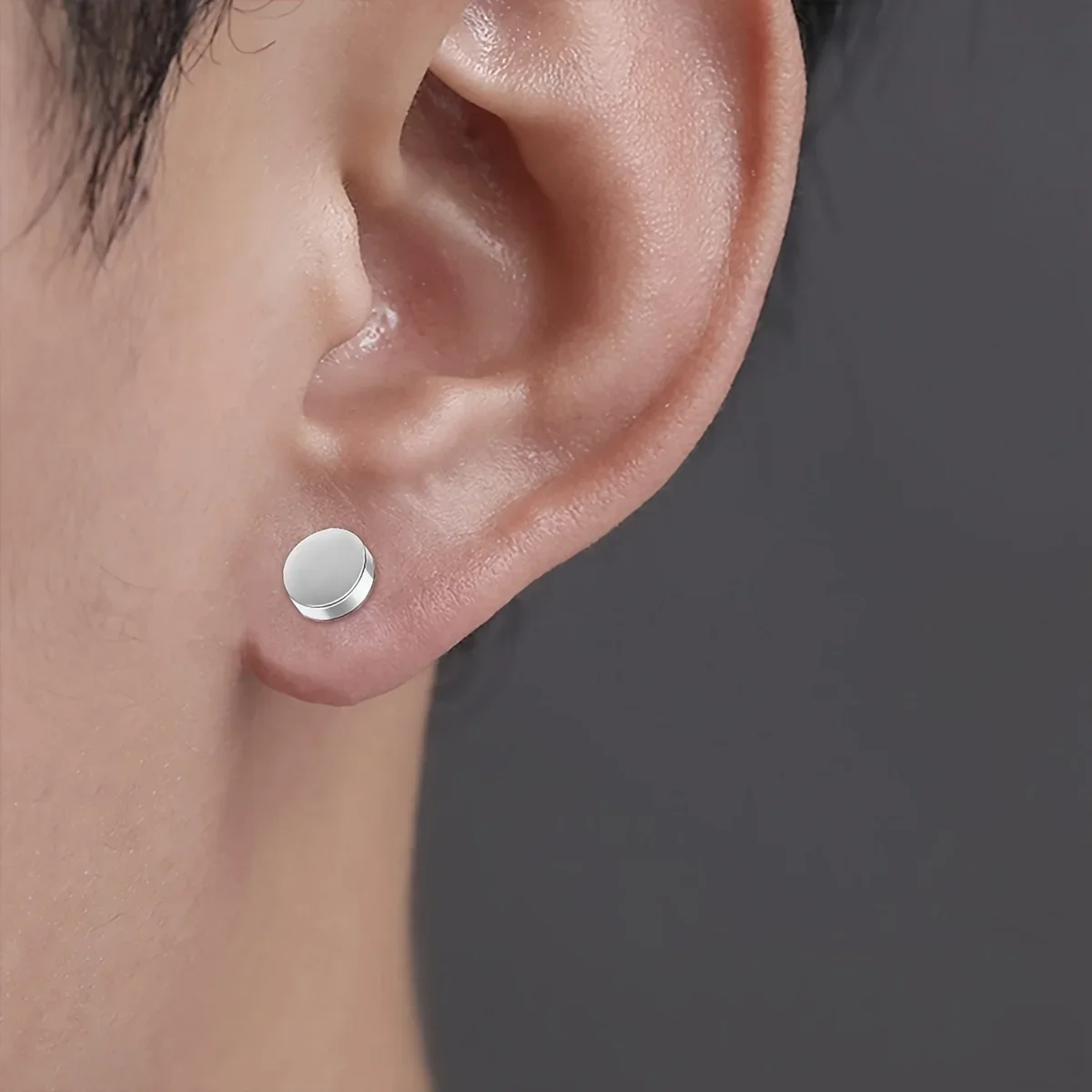 1 paire de boucles d'oreilles magnétiques fortes en cristal pour hommes et femmes, boucles d'oreilles Punk rondes en Zircon, bijoux Non percés — 3/7