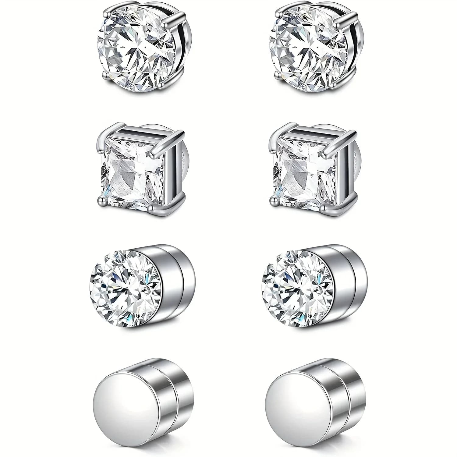 1 paire de boucles d'oreilles magnétiques fortes en cristal pour hommes et femmes, boucles d'oreilles Punk rondes en Zircon, bijoux Non percés