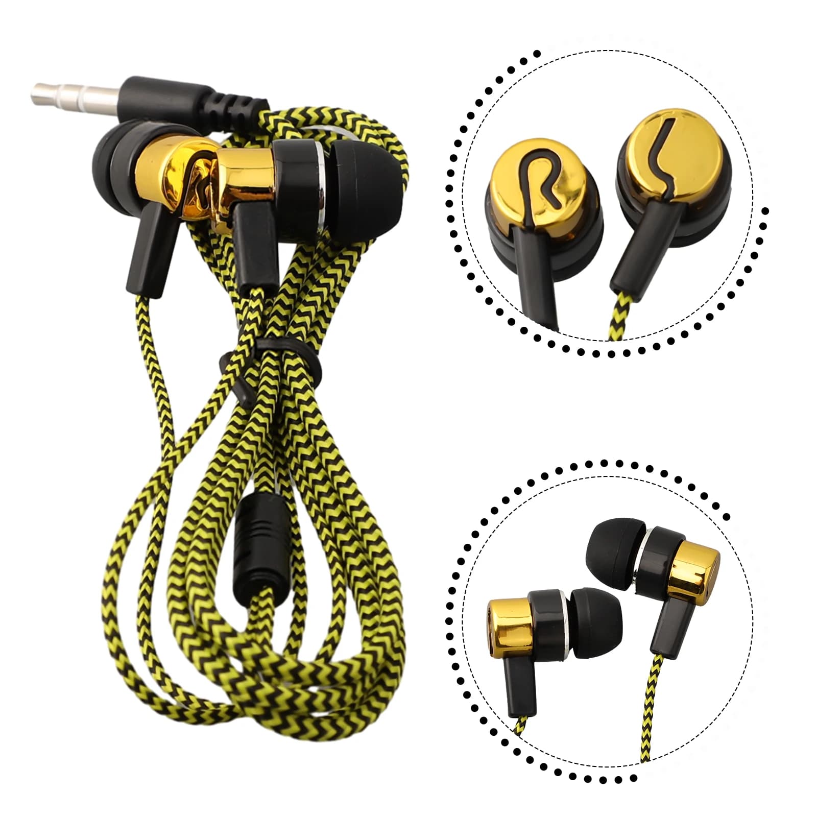 Écouteurs de sauna filaires intra-auriculaires, 2 boîtes de base, écouteurs stéréo basse, suppression du bruit mobile, superbe écouteur stéréo basse, 3.5mm