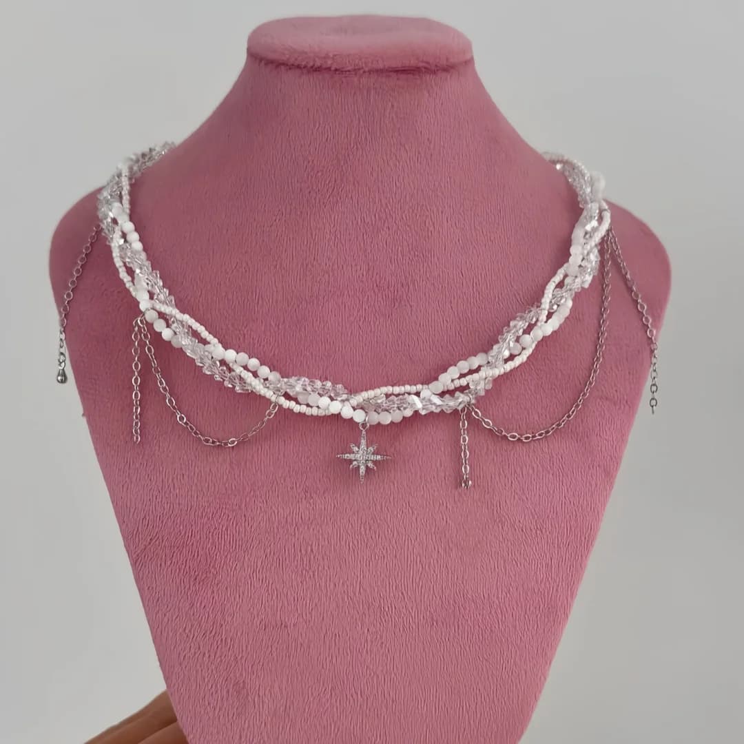 Collier de perles minimaliste pour femmes, nouveau Style, sensation de luxe, pompon, ton froid, Feng Shui, Xiaomi, chaîne de collier français — 10/10