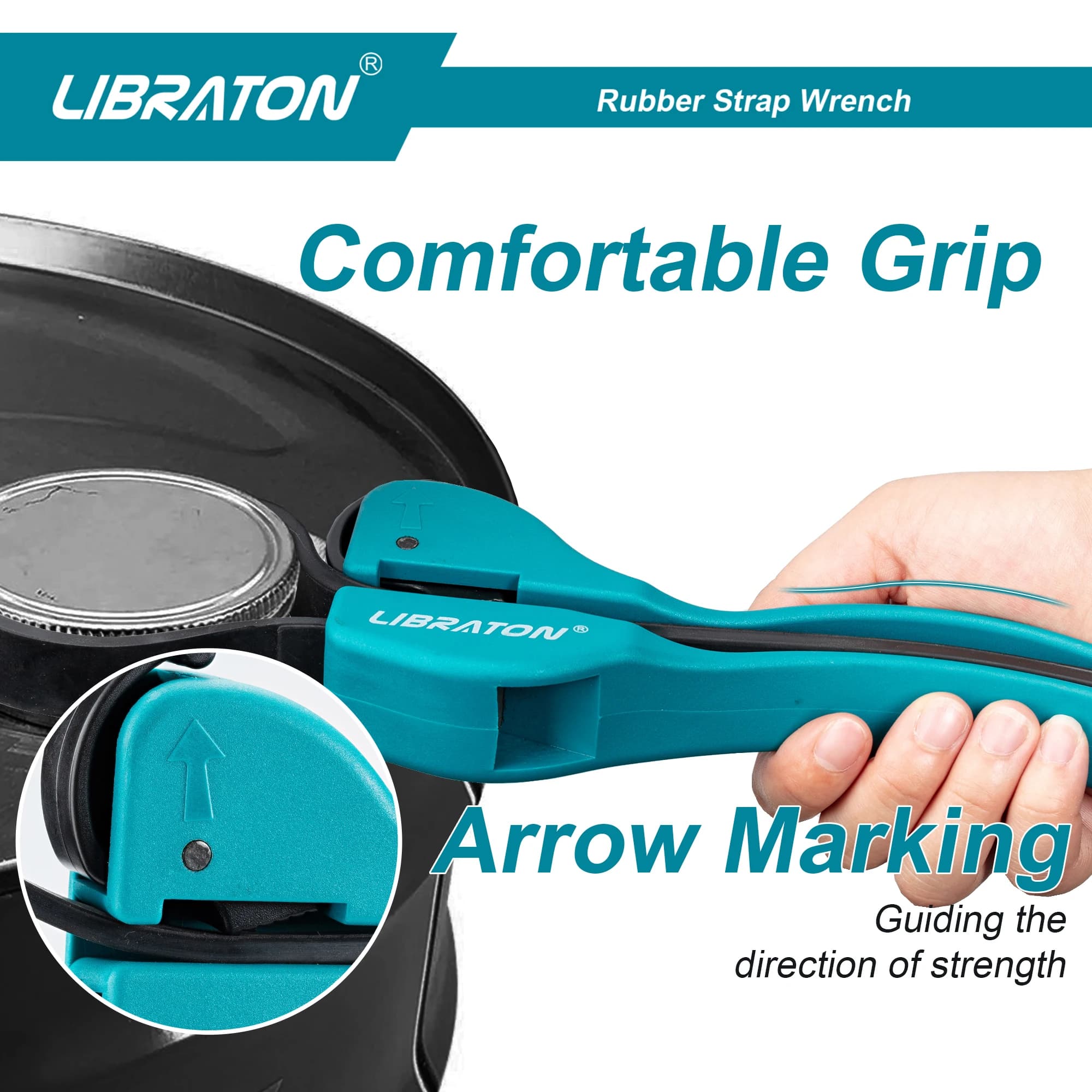 LIBRATON 1PC clé à ceinture multifonctionnelle sangle en caoutchouc réglable clé de pot outil ouvre clé cartouche tuyau filtre à huile outil — 4/7