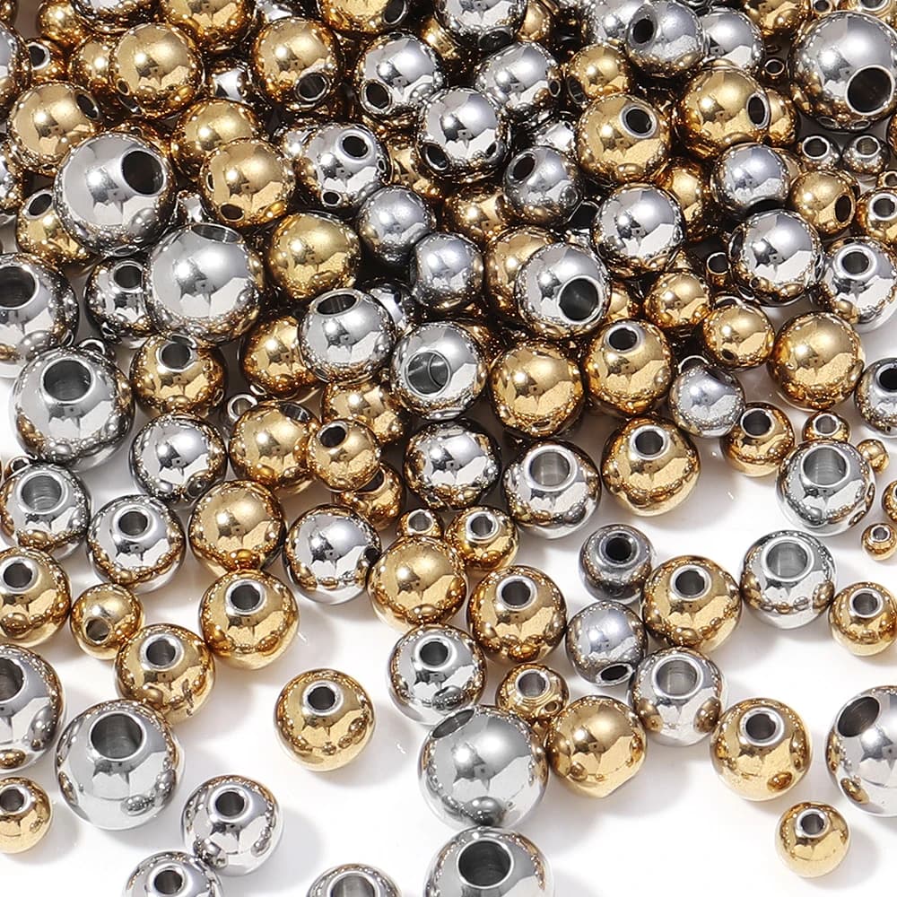 Perles en acier inoxydable de haute qualité, 2-10mm, pour la fabrication de bijoux, perles d'espacement amples, Bracelet, collier, vente en gros — 4/8