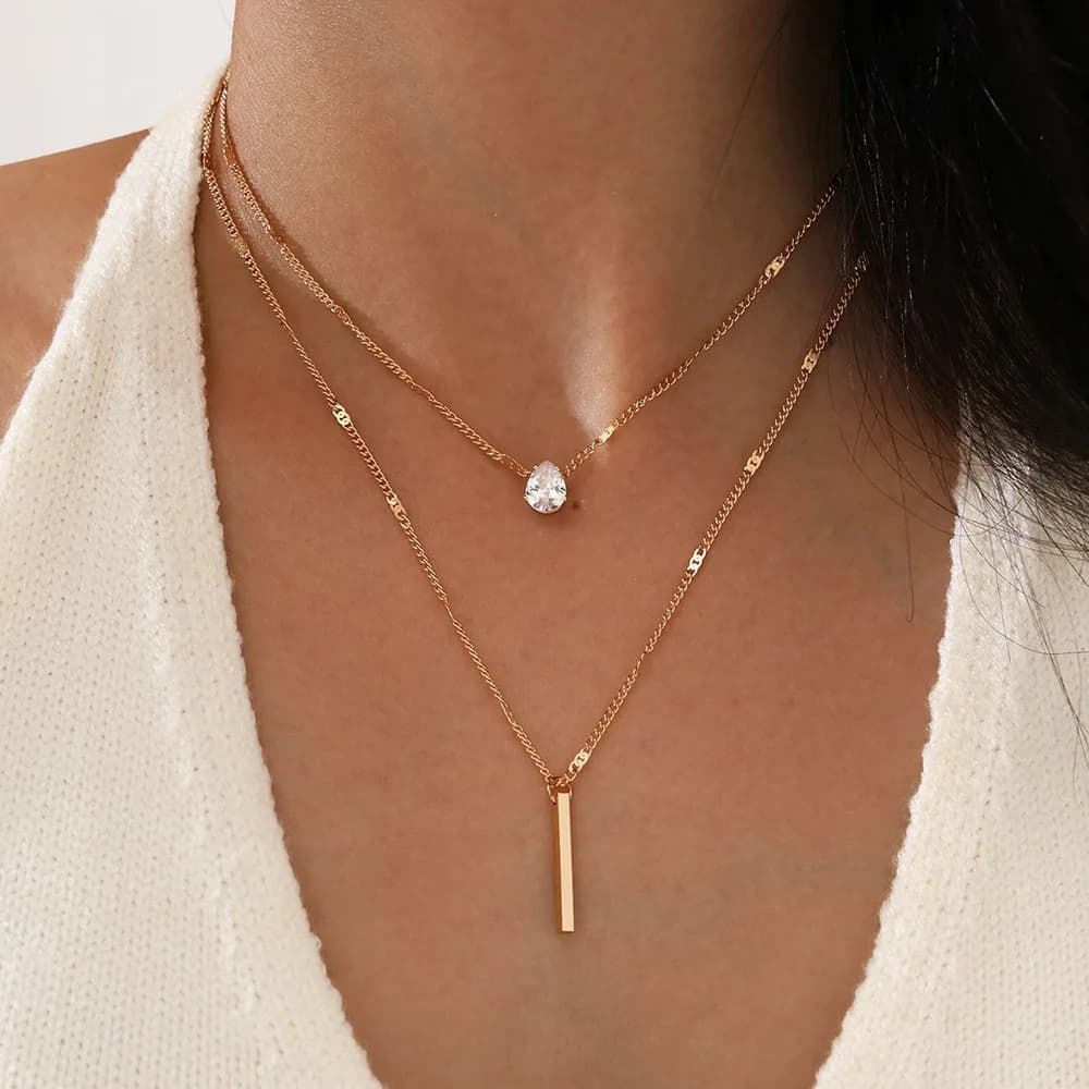 ChimZunderes Colar com pingente multicamadas para mulheres JOChoker Gargantilha brilhante joias presente de festa moda feminina — 7/10