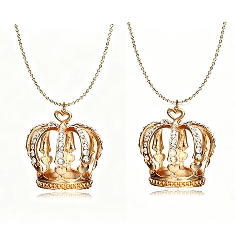 Collier pendentif couronne élégant, grande chaîne de clavicule, chaîne de pull, accessoire de bijoux à la mode, plusieurs couleurs, cadeau pour femmes et filles — 7/10