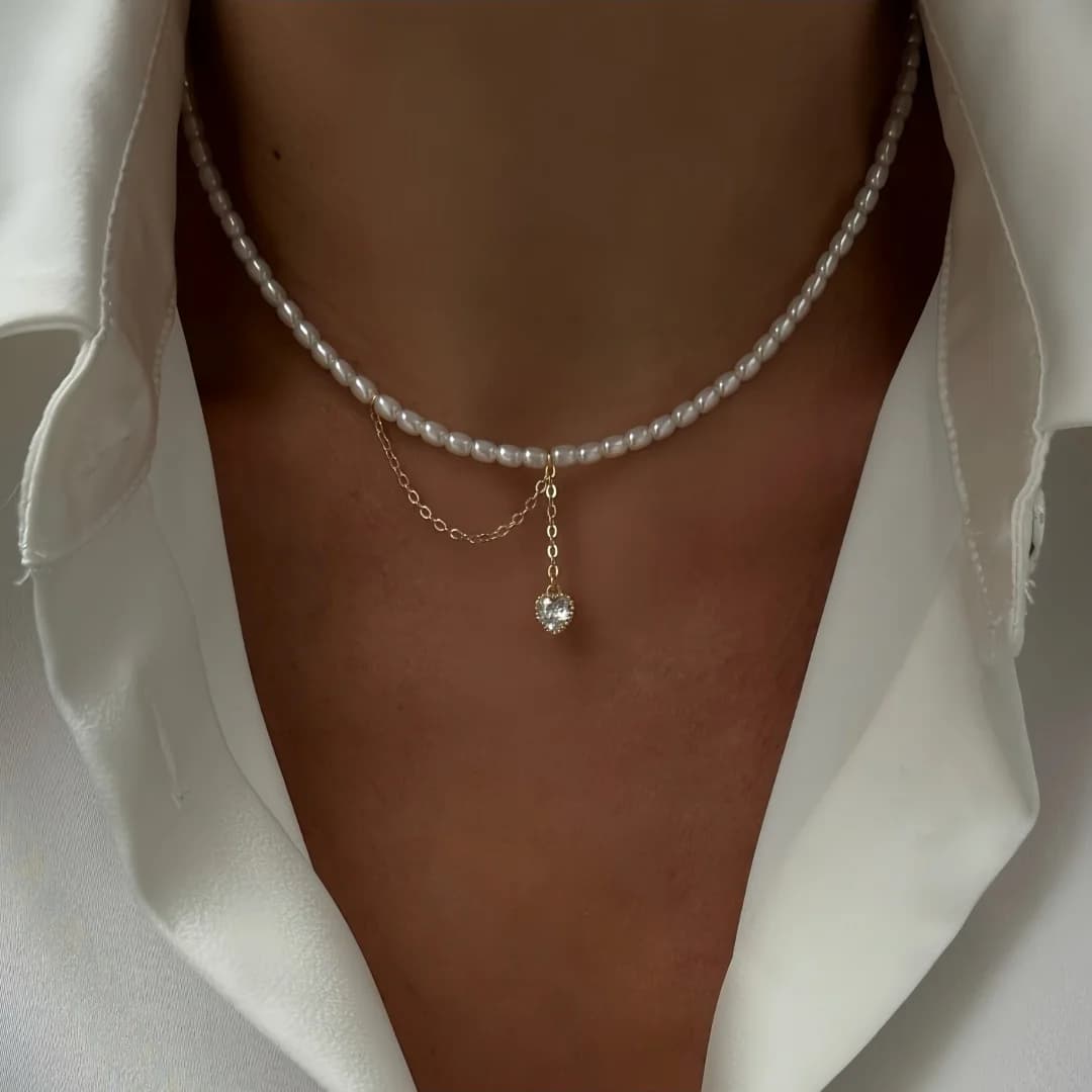 Collier de perles minimaliste pour femmes, nouveau Style, sensation de luxe, pompon, ton froid, Feng Shui, Xiaomi, chaîne de collier français — 3/10