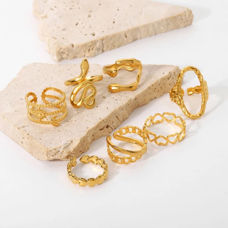 Bagues Ouvertes Géométriques Lisses en Acier Inoxydable pour Femme, Bague Périphérique, Bijoux en Diamants, Cadeau Simple, Document Or, Mode — 2/10