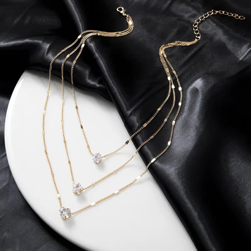 ChimZunderes Colar com pingente multicamadas para mulheres JOChoker Gargantilha brilhante joias presente de festa moda feminina — 5/10