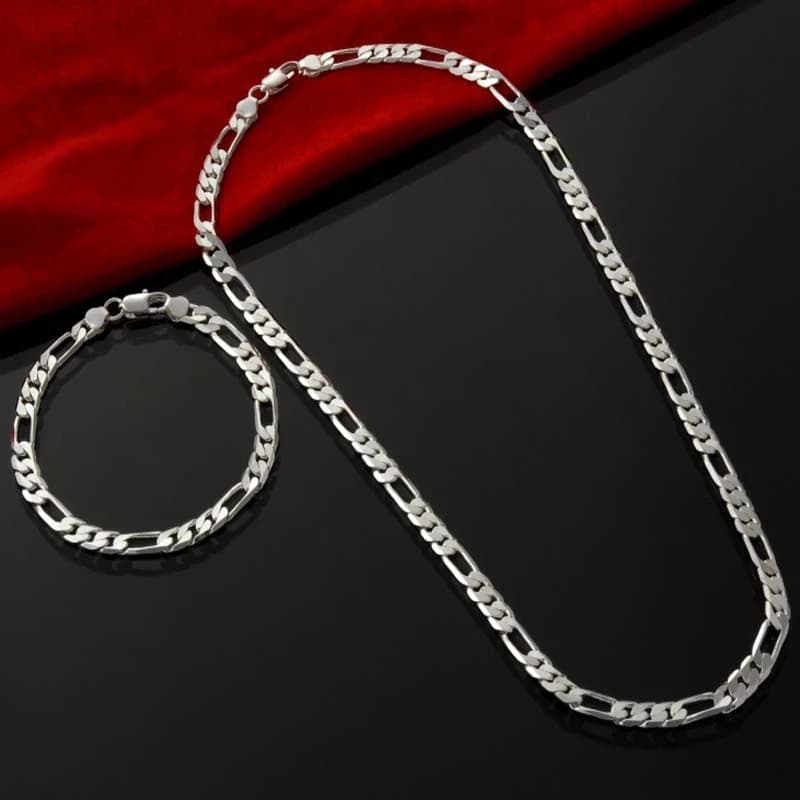Noble nouvelle arrivée 925 argent 4MM chaîne pour hommes femmes Bracelet collier ensemble de bijoux dame cadeaux de noël breloques de mariage