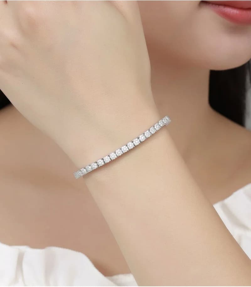 Bracelet de Tennis en zircone pour femmes, 4mm, breloque en cristal, chaîne fine de styliste, bijoux de mariage — 4/8