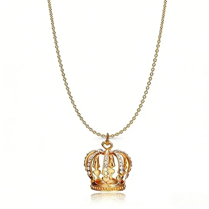 Collier pendentif couronne élégant, grande chaîne de clavicule, chaîne de pull, accessoire de bijoux à la mode, plusieurs couleurs, cadeau pour femmes et filles — 9/10