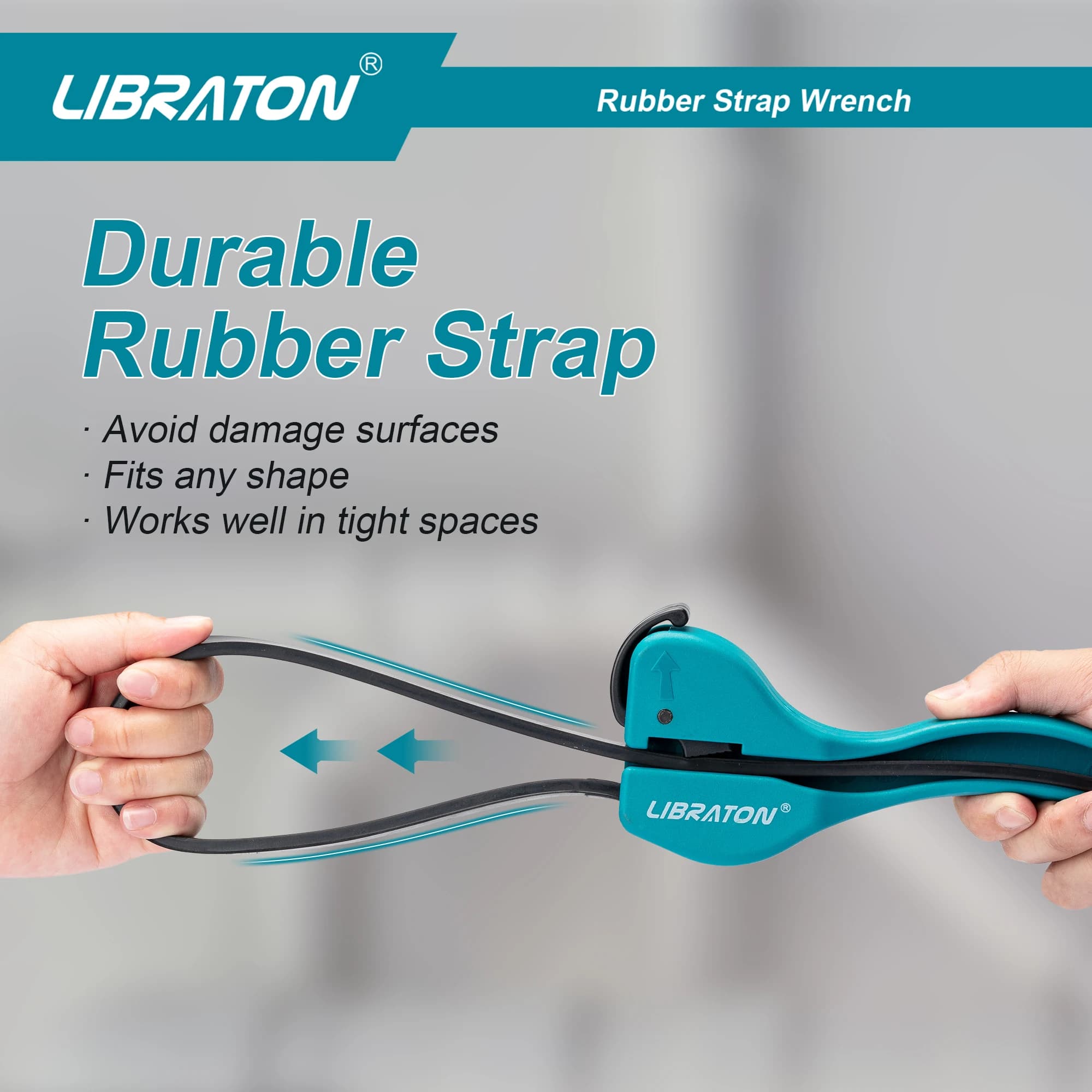 LIBRATON 1PC clé à ceinture multifonctionnelle sangle en caoutchouc réglable clé de pot outil ouvre clé cartouche tuyau filtre à huile outil — 3/7