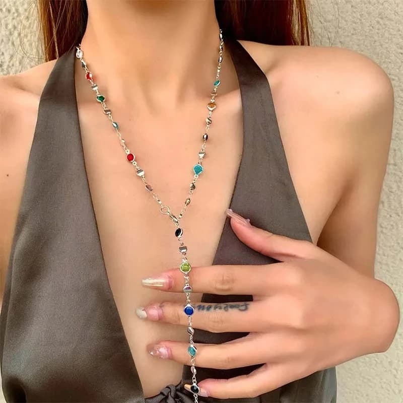 LATS nouveau luxe coloré Long gland collier pour femmes brillant strass cristal Zircon tour de cou bohème déclaration bijoux cadeaux