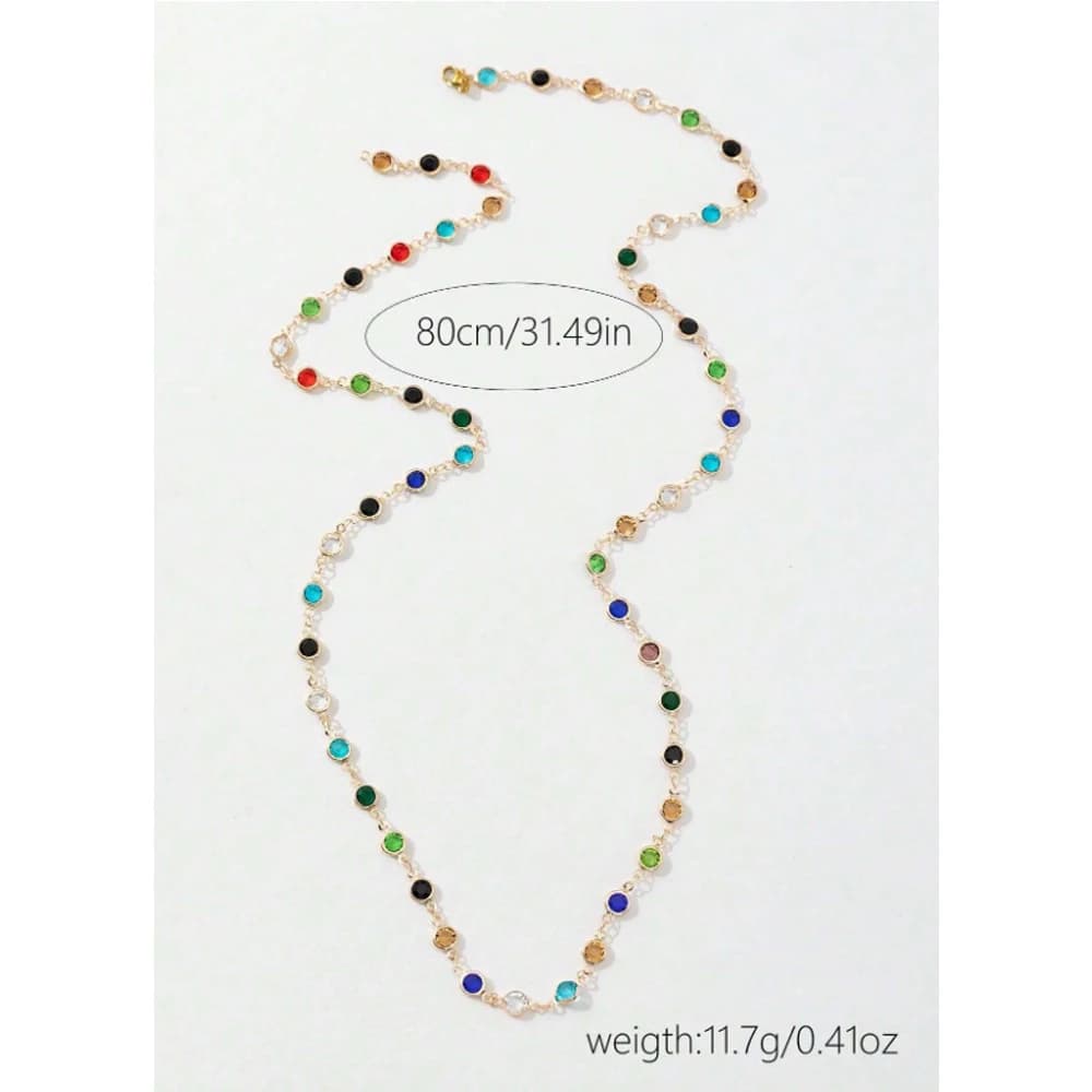 LATS nouveau luxe coloré Long gland collier pour femmes brillant strass cristal Zircon tour de cou bohème déclaration bijoux cadeaux — 2/8