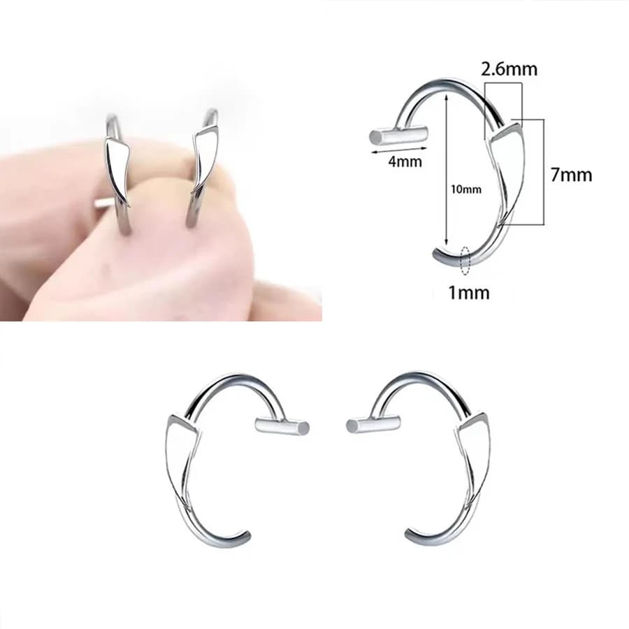 2 pièces à la mode 10mm en acier inoxydable Punk Clip sur faux Piercing nez enveloppement lèvres anneaux unisexe nez anneau femmes hommes Tusk corps bijoux — 3/10