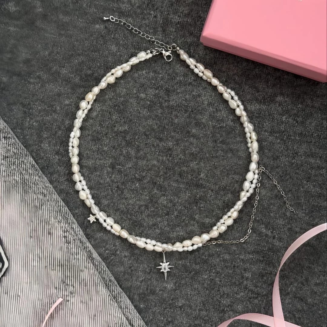 Collier de perles minimaliste pour femmes, nouveau Style, sensation de luxe, pompon, ton froid, Feng Shui, Xiaomi, chaîne de collier français — 8/10