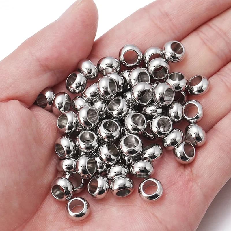 Perles en acier inoxydable de haute qualité, 2-10mm, pour la fabrication de bijoux, perles d'espacement amples, Bracelet, collier, vente en gros — 2/8