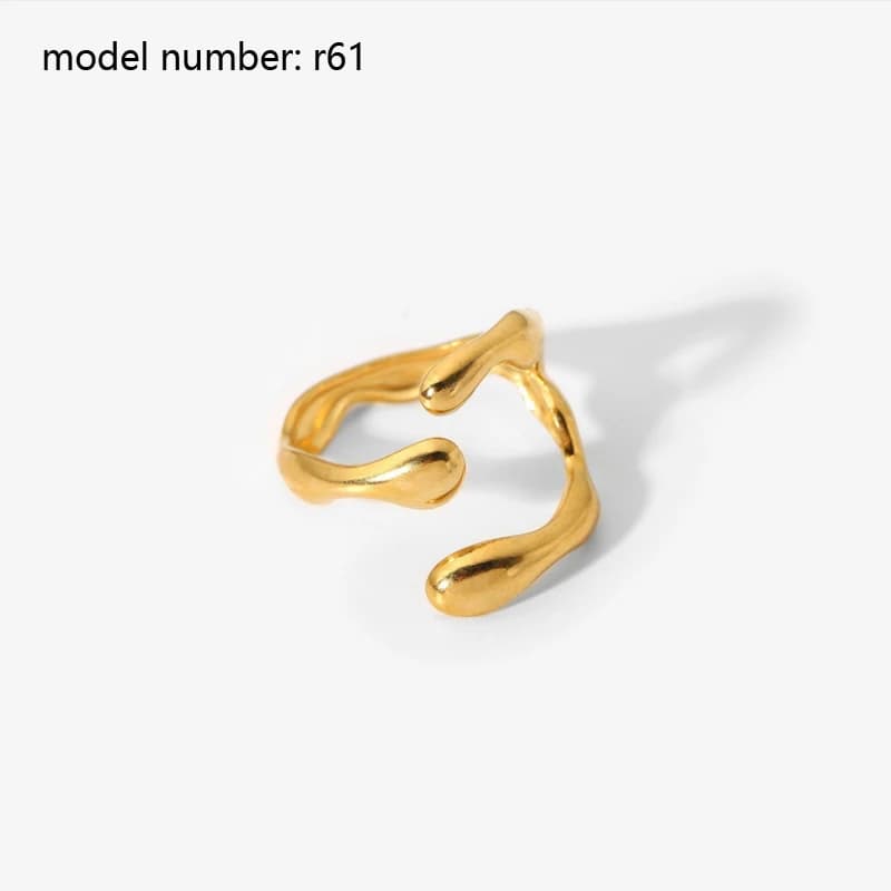 Bagues Ouvertes Géométriques Lisses en Acier Inoxydable pour Femme, Bague Périphérique, Bijoux en Diamants, Cadeau Simple, Document Or, Mode — 7/10