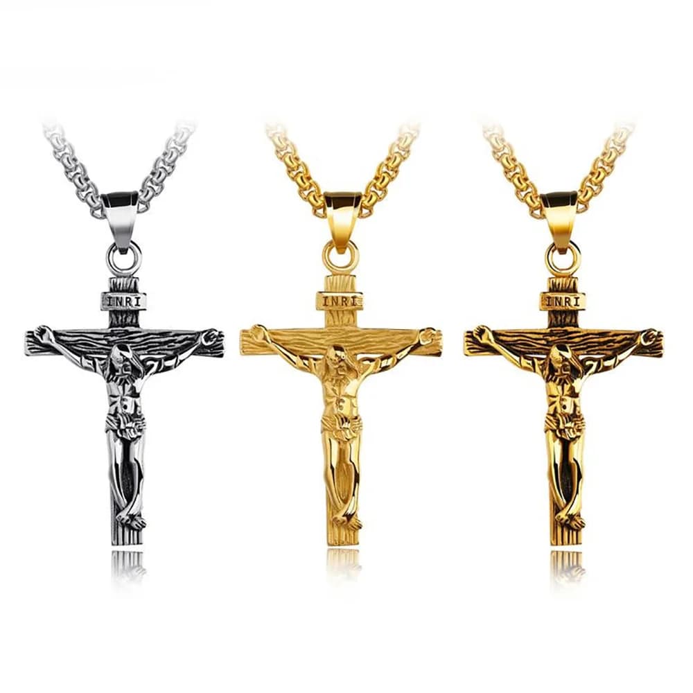 Collier croix premium pour femmes plaqué or 18 carats, chaîne tendance avec pendentif croix en or pour filles, collier crucifix pour femmes et filles — 6/10