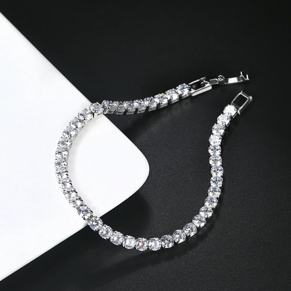 Bracelet de Tennis en zircone pour femmes, 4mm, breloque en cristal, chaîne fine de styliste, bijoux de mariage — 6/8