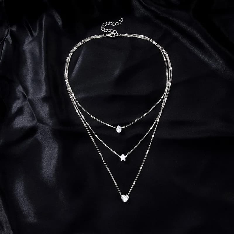 ChimZunderes Colar com pingente multicamadas para mulheres JOChoker Gargantilha brilhante joias presente de festa moda feminina — 9/10